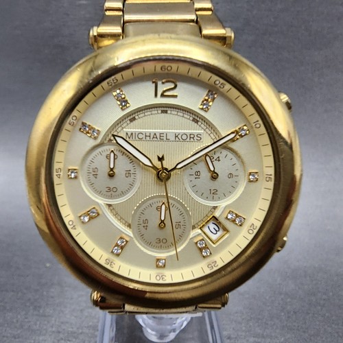 Orologio Michael Kors Parker Donna 39mm Quadrante Champagne Tono Oro Cronografo NewBat