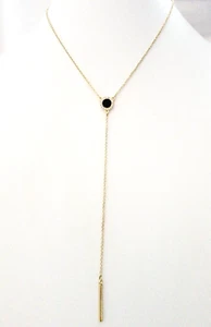 Baublebar Dainty Gold Tone Rhinestones Lariat Y Drop Necklace 18" L - 6" Drop - Picture 1 of 8