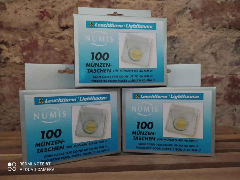 ◄◄ BSH ►► Leuchtturm MT100 Münztaschen für 1 Euro Münze bis 46mm ► AUSWÄHLEN