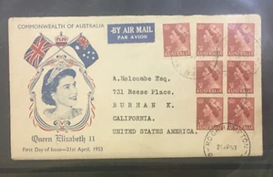 1953 Australia FDC  queen Elizabeth  QEll 7 stamps cover - Picture 1 of 3