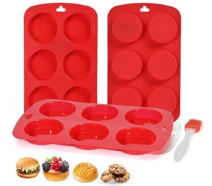 Silicone Muffin Pan 3 Pack,Silicone Egg Molds for Breakfast Sandwiches 3 Inch Ro - Picture 1 of 6