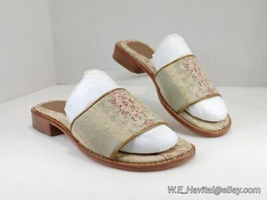 J. Jill Tapestry Slide Sandals Ceam, Red, Pink, Gold Piping US Size 7.5 M - Picture 1 of 16