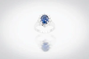 Esclusivo anello fidanzamento anniversario zaffiro 2.00 ct diamanti 0.64 F/Color - Foto 1 di 3