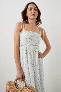Abito donna Rails Faith grande floreale Halter bianco bluebell cotone midi estivo - Foto 1 di 9