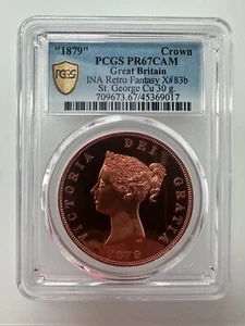 Great Britain 1879 Crown INA Fantasy X#83b St George CU 30g. PCGS PR67CAM - Picture 1 of 2