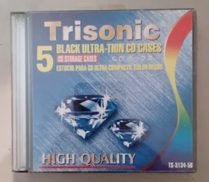 Trisonic BLACK Ultra-Thin CD Cases - 5 High Quality Jewel Cases Per Sealed Pack - Picture 1 of 4