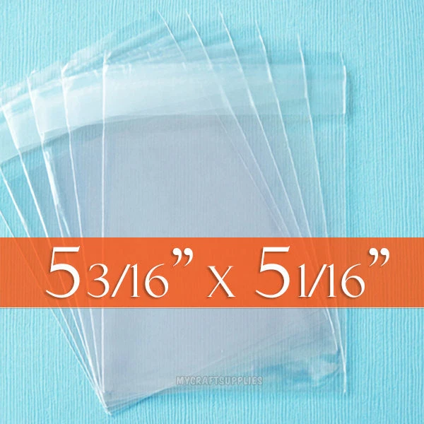 100 bolsas transparentes para violonchelo, 5 3/16" x 5 1/16" pulgadas, polietileno OPP sin ácido sostiene 5x5"  Foto 1 de 1