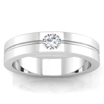 Banda de compromiso de diamante real natural corte redondo de 0,24 quilates platino sólido 950 Foto 1 de 4