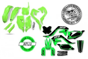 Kit Plastiche + Grafiche Ufo Verde Fluo Kawasaki KX-F 250 2021 2022 2023 Strokes - Foto 1 di 4