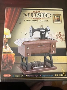 Musical Mini Vintage Sewing Machine Music Box ABS Sartorius Toy Model Decor Gif - Picture 1 of 4