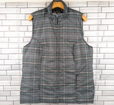 Chaleco Kim Rogers ligeramente acolchado para mujer XL gris turquesa a cuadros cremallera Foto 1 de 4