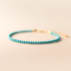 Delicato Bracciale Turchese Minimalista Delicato Elegante Guarigione Gemma Regalo - Foto 1 di 3