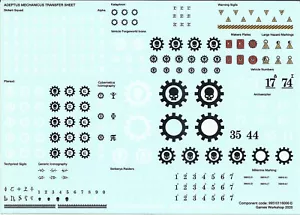 Adeptus Mechanicus Extra Large A5 Transfer / Decal Sheet 40K - Foto 1 di 1