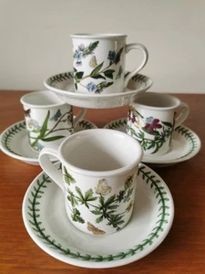 Set Of 4 Beautiful Portmerion Demitasse Cup And Saucer, Botanic Garden, 1970s - Picture 1 of 12