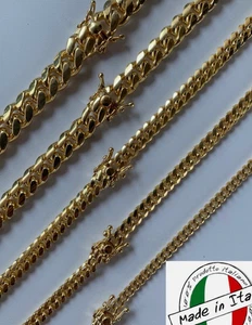 Brazalete de cadena de eslabones cubanos Miami Italia enchapado en oro de 14k plata maciza 925 cerradura de caja - Imagen 1 de 3