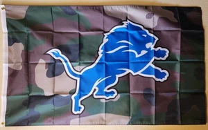 Detroit Lions Woodland Camo Camouflage Flag 3x5 With Grommets Football NFL - Picture 1 of 2