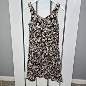 Abito Old Navy Nero Marrone Scuro Floreale Slip Fit & Svasato Piccolo Y2K Grunge - Foto 1 di 8
