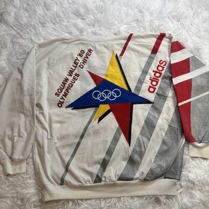 Rare! Vintage 1980s Adidas Sweatshirt Olympic Winter Game St Moritz Squaw Valley - Picture 1 of 12