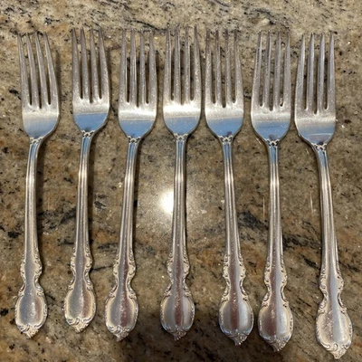 7 Dinner Forks 1847 Rogers Bros Reflection International 1959 Silverplate 7 3/8" - Image 1 of 4