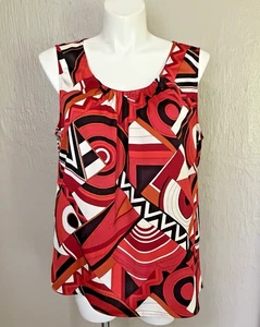 Chicos Damen ärmellose Bluse kräftiges geometrisches Muster rot orange schwarz weiß Größe 4/XXL - Bild 1 von 5