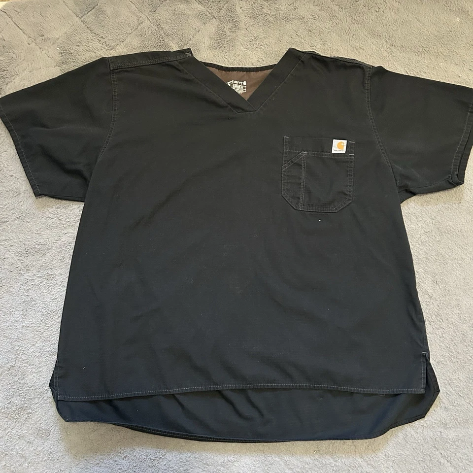 Camisa Médica Carhartt Utility Para Hombres S Negra Ripstop Cuello en V Bi-Swing Back Yugo Foto 1 de 4