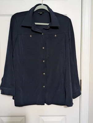 Chaqueta J. Jill Wearever Collection Petite Mediana Azul Marino Con Botones Foto 1 de 4