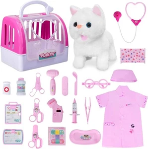 Doctor Kit for Girls -Vet Play Sets Kids, Pretend White Kitten  - Picture 1 of 6