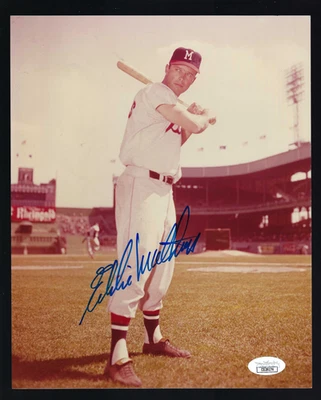 Eddie Mathews signed 8x10 Photo JSA Authenticated Baseball Hall of Fame - Image 1 of 2