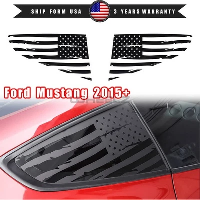 Distressed US Flag Rear Window Decal Trim Sticker For Ford Mustang 2015+ 2Pcs - Imagem 1 de 4