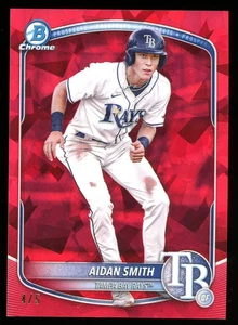 AIDAN SMITH 2025 BOWMAN CROMO PROSPECTOS ROJO ZAFIRO 4/5 BCP-B1 Tampa Bay Rays - Imagen 1 de 2