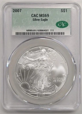 American Silver Eagle CAC MS69 2007  Foto 1 de 2