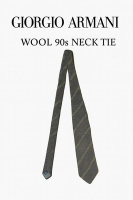 GIORGIO ARMANI шерстяной галстук в коричневый и зеленый чек винтажный редкая мужчин из Японии - Изображение 1 из 4