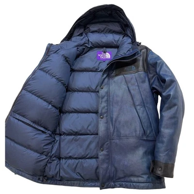 THE NORTH FACE 紫色标签羊皮磨砂皮革羽绒夹克蓝色 L F/S — 第 1/4 张图片
