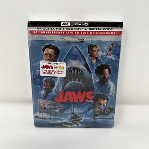 JAWS: 50TH anniversary (4K UHD + BLU-RAY + DIGITAL - LIMITED EDITION STEELBOOK) - Picture 1 of 4