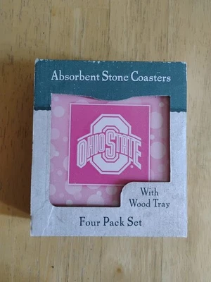 Ohio State Buckeye's Absorbent Stone Drink Coasters Set of 4 - Image 1 of 4