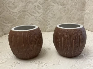 Orchids Of Hawaii Tiki Coconut Mugs Cups R-13A Made In Japan Approx 4” EUC - Picture 1 of 4