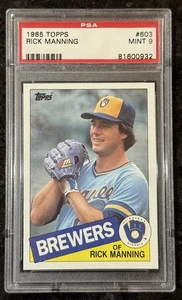 1985 Topps #603 Rick Manning PSA 9 birrifici - Foto 1 di 2