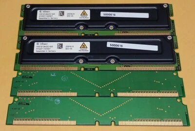 512MB 2x 256MB Infineon RAMBUS RDRAM PC800-40 800MHz Rimm HYR1612840G-845 Blanks - Image 1 of 4