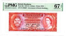 British Honduras: 5 Dollars 1.1.1973 Pick 30c PMG Superb Gem Unc 67 EPQ.