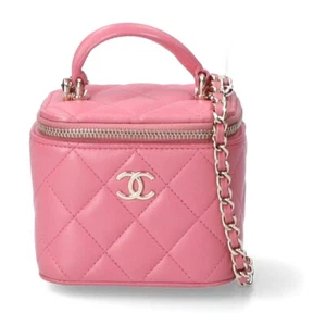 CHANEL Matelasse Lambskin Chain Shoulder Top Handle Mini Vanity Bag pink - Picture 1 of 8