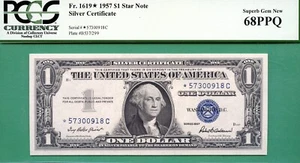 *** SUPERB STAR *** 1957 $1 SC *** PCGS SUPERB GEM 68 PPQ *** Fr 1619* 1957 *** - Picture 1 of 2