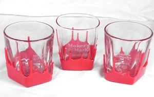 Mixed Lot of 3 Maker's Mark Lowball Rocks Bourbon Whiskey Glasses Red Wax Bar - Picture 1 of 8
