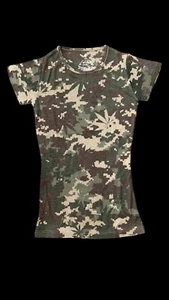 Divine Tribe Hemp Shirt Women’s Small – Organic Bamboo Cotton Digicam T-Shirt - Picture 1 of 2