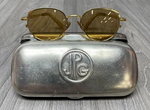 Vintage JUNIOR GAULTIER 57-2173 Gold Tone Frame 49/19/145 Rare Round Sunglasses - Picture 1 of 12