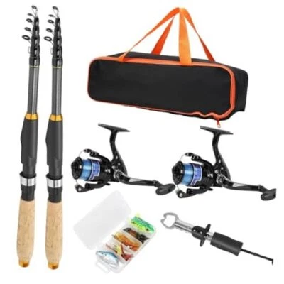 Fishing Rod and Reel Combo, 2PCS Telescopic Fishing Pole with Spinning 6.9FT - Image 1 of 4