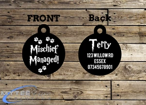 Mischief Managed Lustig Katze Hund Haustier Tags Hund Ausweis Personalisiert Haustier Charm Tag Ausweis - Bild 1 von 7