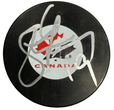 Steve Yzerman Autographed Team Canada Hockey Puck Red Wings JSA - Image 1 of 3
