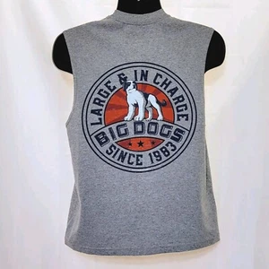 Big Dogs Large In Charge Sleeveless Gray Double Sided Graphic T Shirt Men's Sz L - Picture 1 of 4