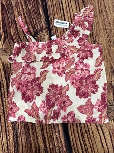 Old Navy Women’s Size Large Floral Crop Top - Pink/White NWT - Picture 1 of 6