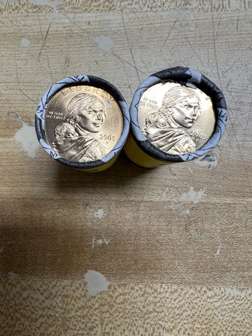 2005 Sacagawea Golden Dollar Mint Rolls P & D $25 Rolls $50 Face Value Of Coins Cover